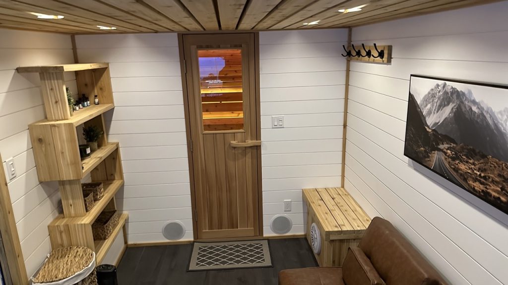 Handcrafted cedar sauna interior, custom-built for luxury and relaxation.