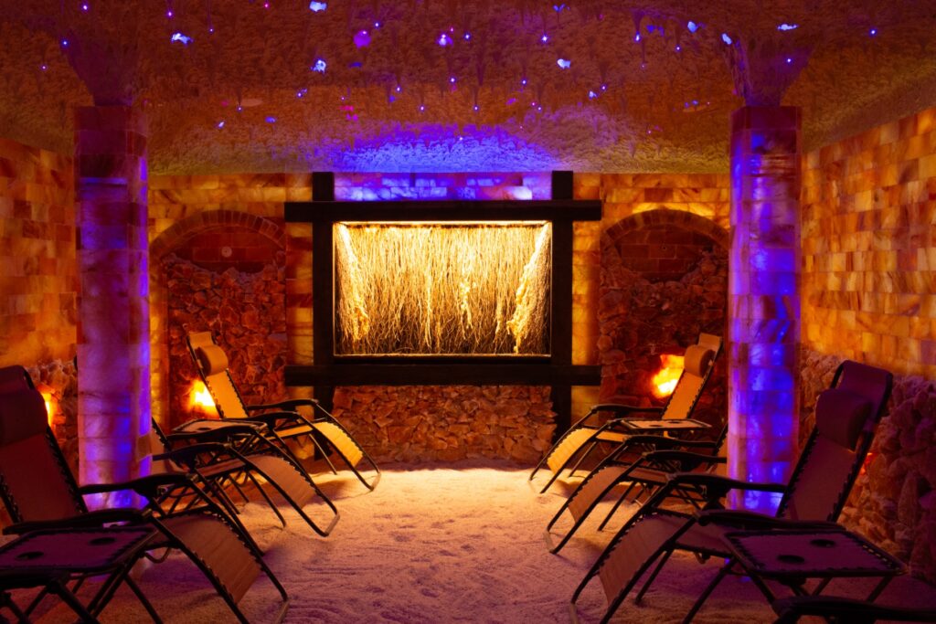 Himalayan salt chamber for a Bliss sound bath.